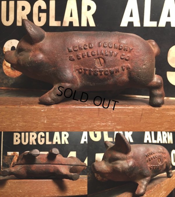 画像3: Vintage Cast Iron Pig Piggy Bank (MA471)