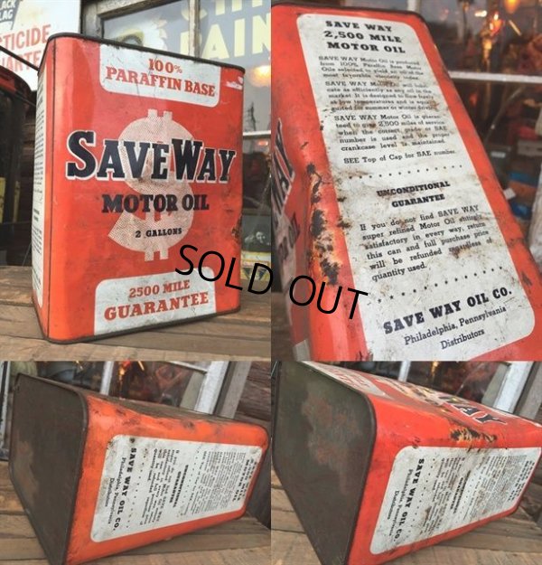 画像2: Vintage Save Way Motor Oil Can 2GL (MA545) 