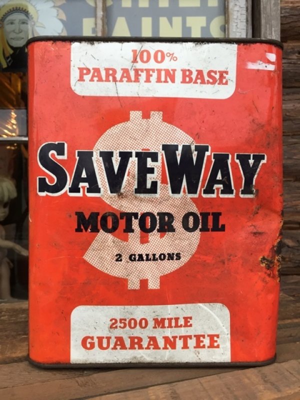 画像1: Vintage Save Way Motor Oil Can 2GL (MA545) 