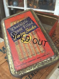 50s Vintage Roll Biscuit Chocolate Cream Filled Pastry Sticks Tin (MA587)