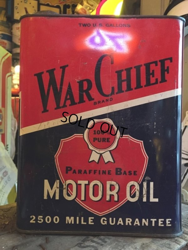 画像1: Vintage WAR CHIEF Motor Oil Can 2GL (MA592)