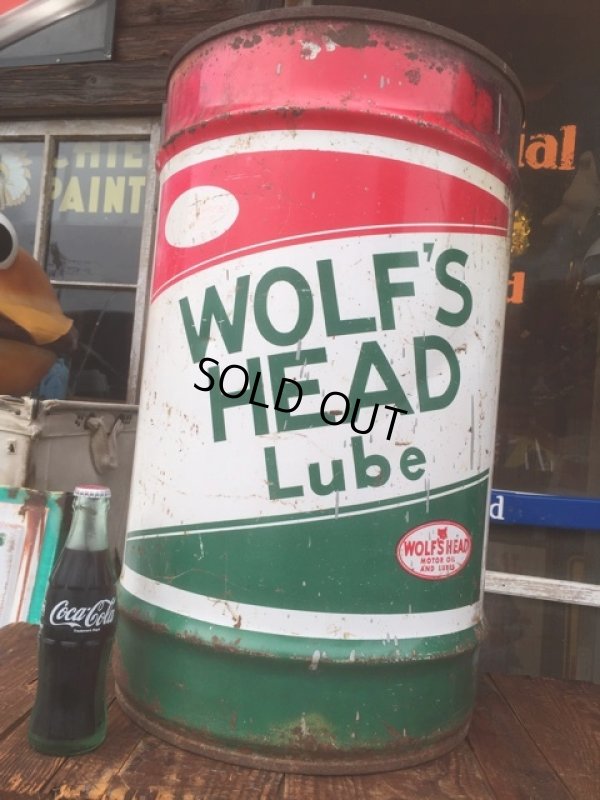 画像1: Vintage WOLF'S HEAD Drum Oil Can (AL047)