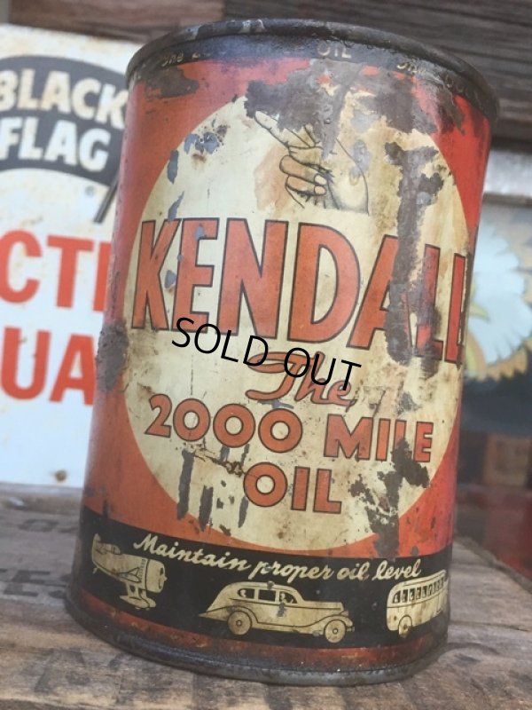 画像1: SALE Vintage Oil Can / Kendall The 2000 MILE OIL (AL073) 