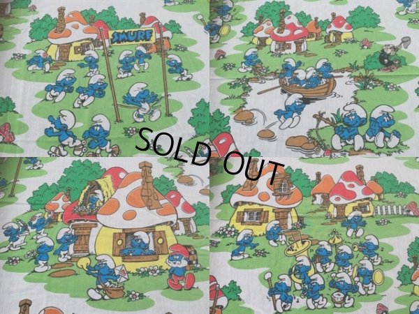 画像3: 80s Vintage Smurf Twin Flat Sheet (AL124)