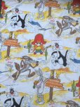 画像1: 70s Vintage Looney Tunes Twin Flat Sheet Canada Ver (AL125) (1)