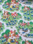 画像1: 80s Vintage Smurf Twin Flat Sheet (AL124) (1)