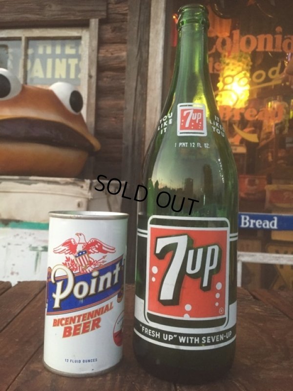 画像1: 60s Vintage 7UP Soda Green Glass Bottle 12FL OZ (AL198)