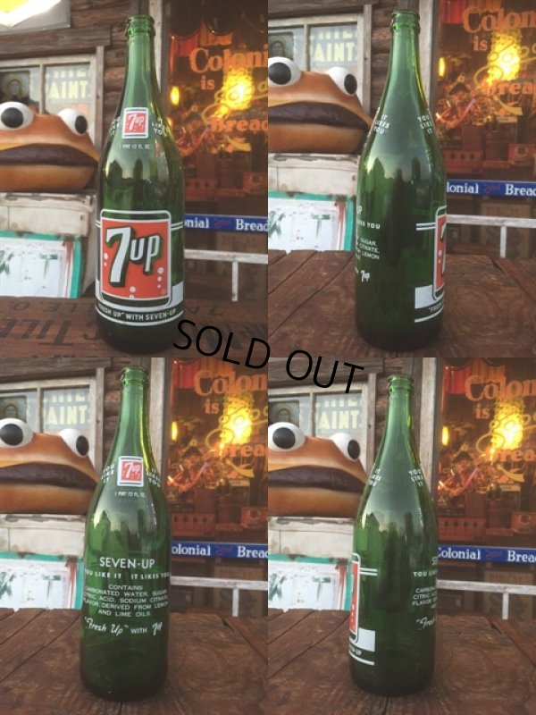 画像2: 60s Vintage 7UP Soda Green Glass Bottle 12FL OZ (AL198)