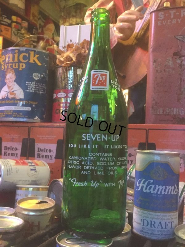 画像2: 60s Vintage 7UP Soda Green Glass Bottle 12FL OZ (AL240)