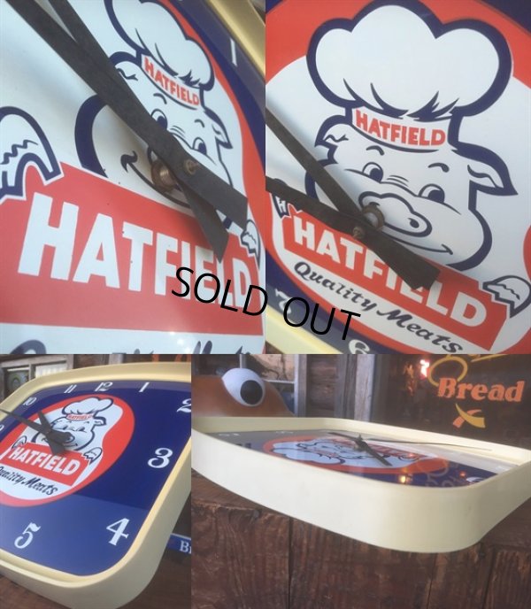 画像2: 60s Vintage Hatfield Quality Meats Advertising Clock Sign (AL260)