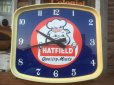 画像1: 60s Vintage Hatfield Quality Meats Advertising Clock Sign (AL260) (1)