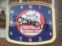 60s Vintage Hatfield Quality Meats Advertising Clock Sign (AL260)