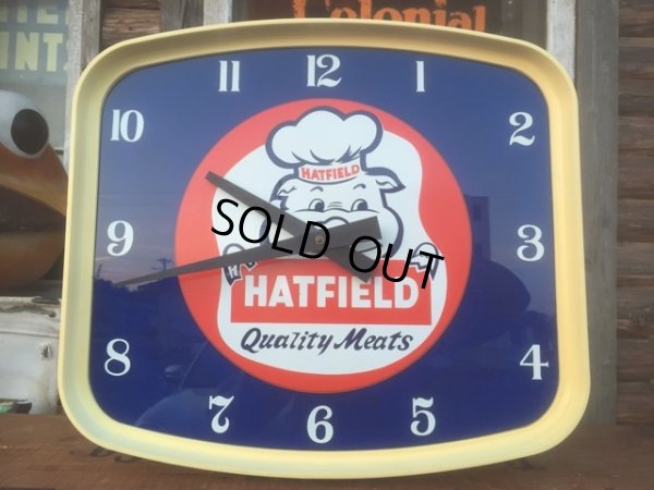 画像1: 60s Vintage Hatfield Quality Meats Advertising Clock Sign (AL260)