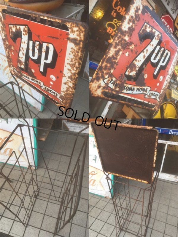 画像3: 50s Vintage 7UP Soda General Store Display Wire Rack Tin Sign (AL270)