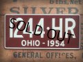 50s Vintage Bicycle License Plate 1244-HR (AL279)