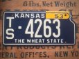 画像1: 50s Vintage Bicycle License Plate TS-4263 (AL276) (1)