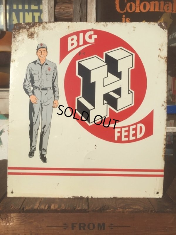 画像1: Vintage Steel Metal Sign HONEGGER'S BIG H FEED (AL293)