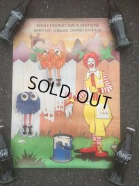 70s Vintage McDonalds Poster Sign Ronald McDonald (AL352) 