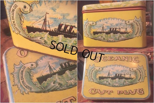 画像3: Vintage Oceanic Cut Plug Tabacco Tin Box (AL389)