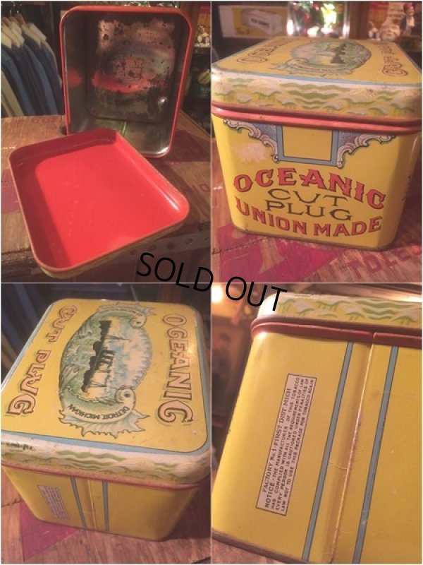 画像2: Vintage Oceanic Cut Plug Tabacco Tin Box (AL389)