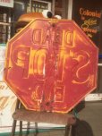 画像2: Vintage Road Sign Yellow Embossed Stop Dead End (AL424) (2)