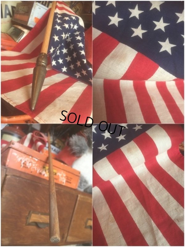 画像2: Vintage 50 Star Americacn Flag wooden pole (AL445)