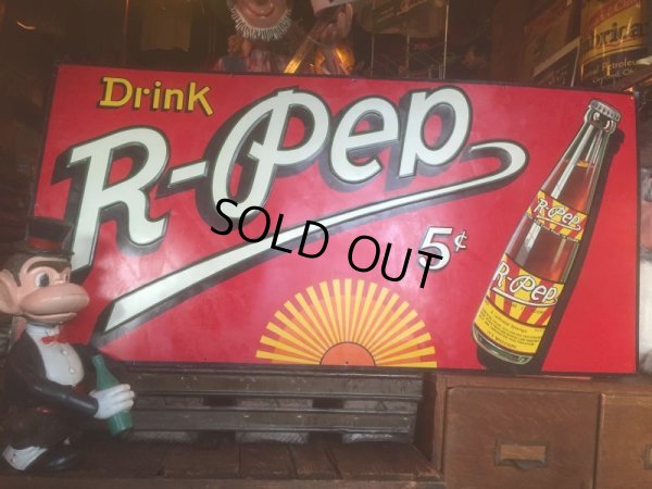 画像1: Vintage R-Pep Soda Drink Advertising Embossed Sign (AL446)