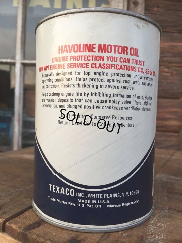画像2: SALE！ Vintage TEXACO HAVOLINE 1 Quart Motor Oil Can  (AL4200) 