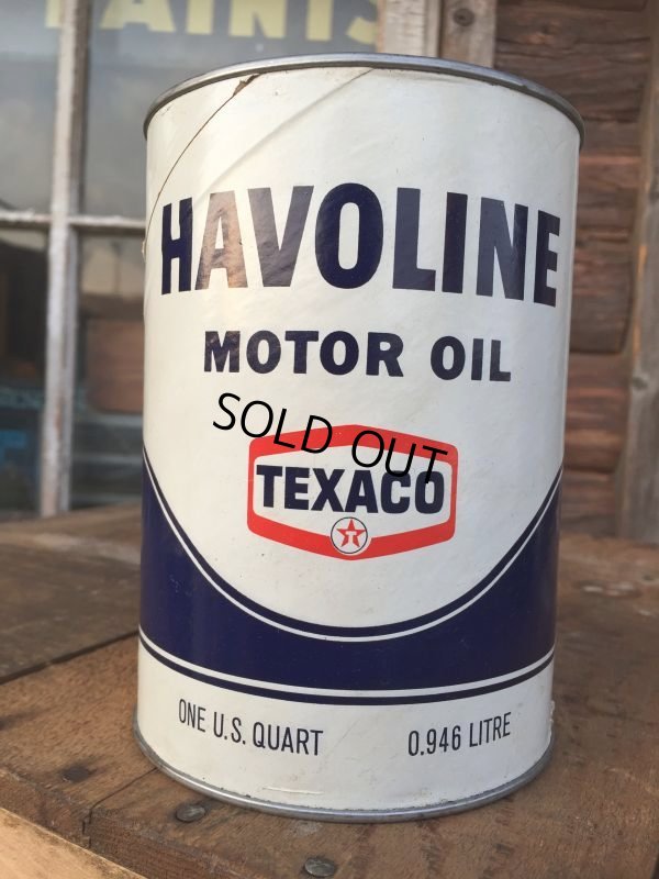 画像1: SALE！ Vintage TEXACO HAVOLINE 1 Quart Motor Oil Can  (AL4195) 