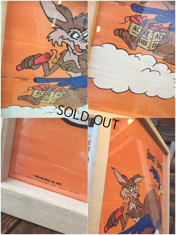 画像3: 70s Vitage ROAD RUNNER & WILE E COYOTE Original Poster w/Frame (AL573)