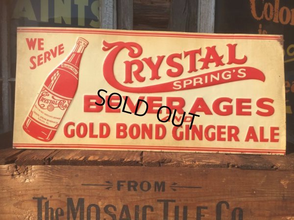 画像1: 40s Vintage Crystal Cola Soda Embosed Tin Sign (AL707)