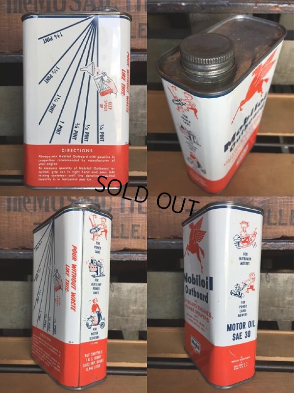 画像2: Vintage Mobiloil Outboard Motor Oil 1 quart Pegasus Can (AL852) 