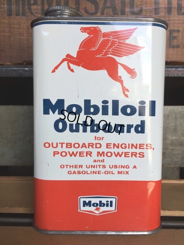 画像1: Vintage Mobiloil Outboard Motor Oil 1 quart Pegasus Can (AL852) 