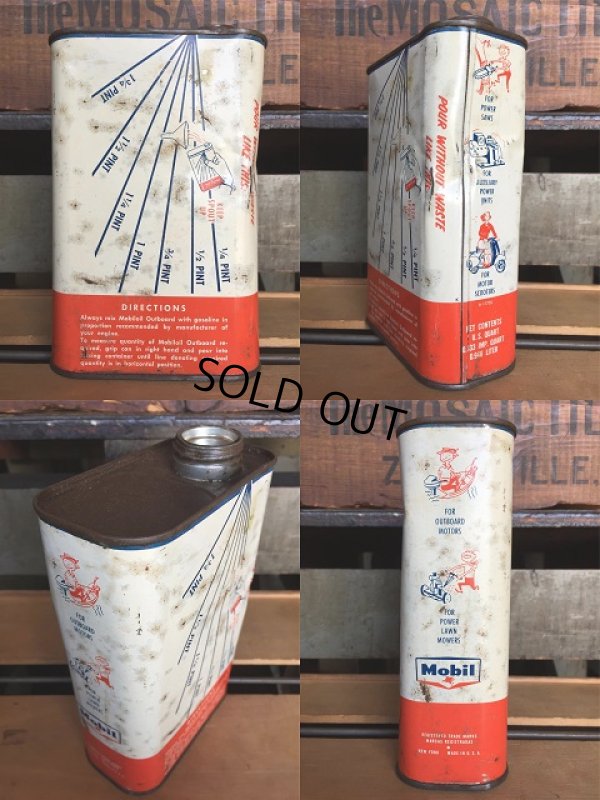 画像2: Vintage Mobiloil Outboard Motor Oil 1 quart Pegasus Can (AL854) 