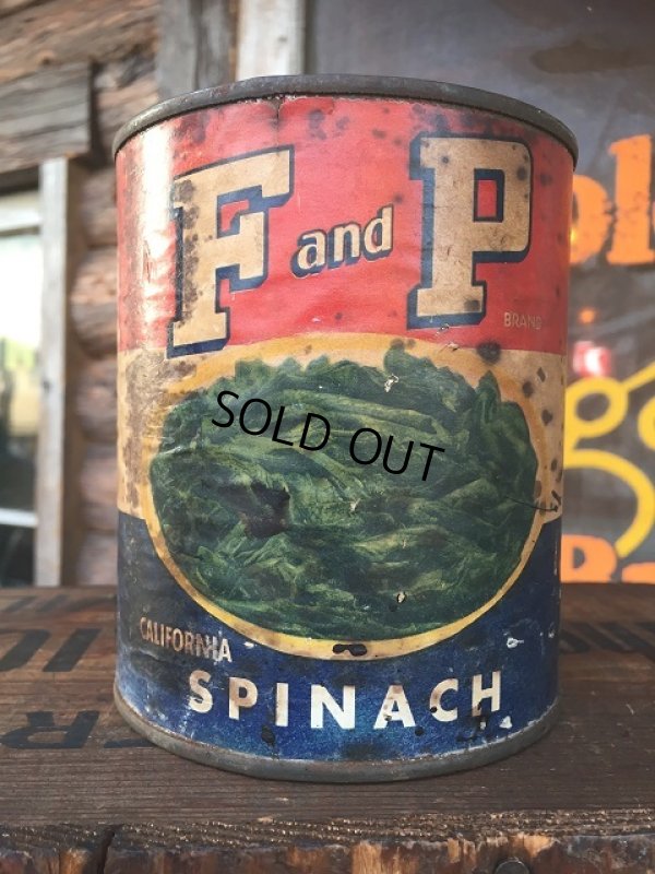 画像1: Vintage F and P California Spinach Tin Can (AL897)