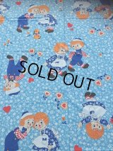 70s Vintage Flat Sheet /  Raggedy Ann＆Andy (AL919)