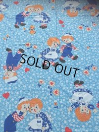 70s Vintage Flat Sheet /  Raggedy Ann＆Andy (AL919)