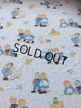 70s Vintage Flat Sheet /  Raggedy Ann＆Andy (AL918)