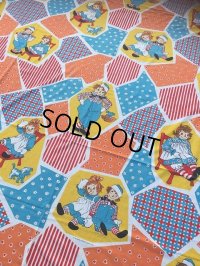 70s Vintage Flat Sheet /  Raggedy Ann＆Andy (AL920)