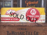 40s Vintage B-1 Lemon Lime Soda Embossed Metal Sign (AL926)