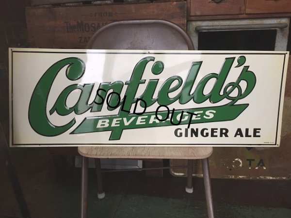 画像1: 50s Vintage Canfield's Ginger Ale Soda Embossed Metal Sign (AL927)