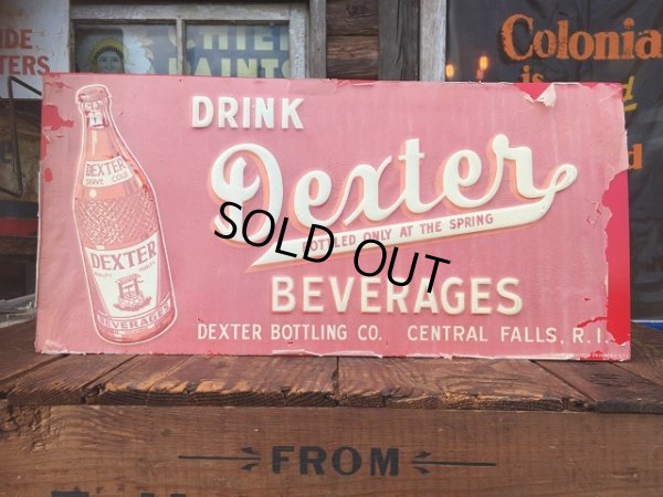 画像1: 50s Vintage Drink DEXTER Soda Embossed Metal Sign (AL6806)