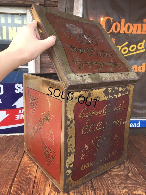 画像1: 〜30s Vintage Califolnia Cracker Co. C.C.C. Sodas Tin (AL7884） 