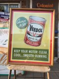 Vintage Veedol Advertising Cardboard Sign w/Frame (AL8204) 