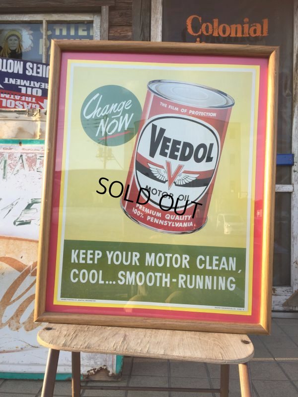 画像1: Vintage Veedol Advertising Cardboard Sign w/Frame (AL8204) 