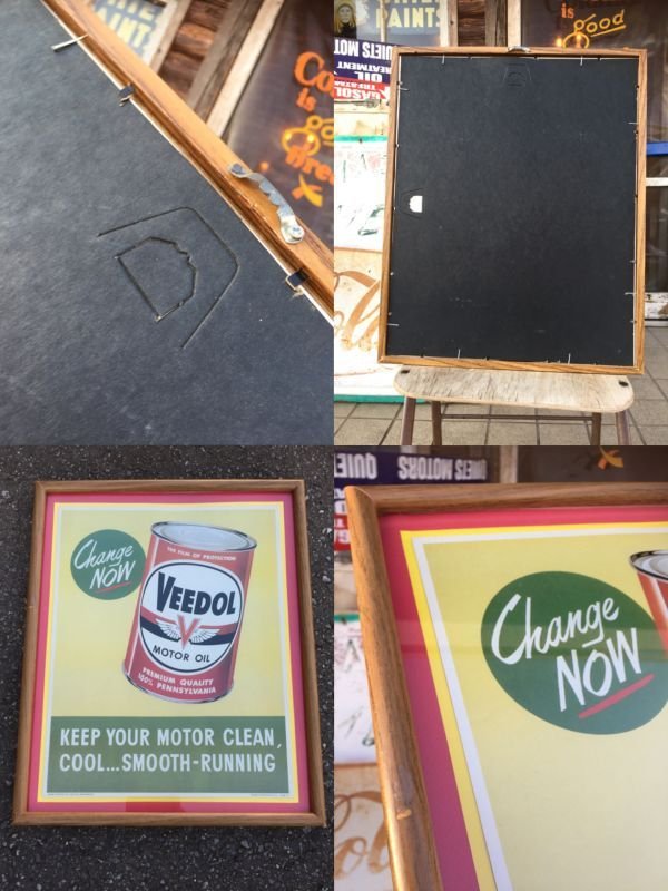 画像2: Vintage Veedol Advertising Cardboard Sign w/Frame (AL8204) 