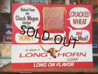 60s Vintage Longhorn Bread Card Board Sign (AL9682)