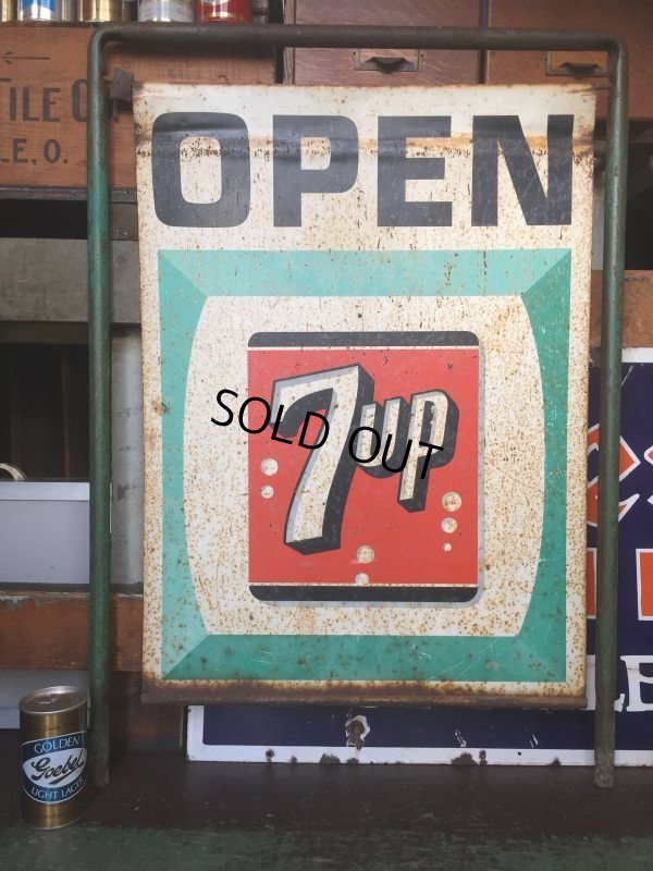 画像1: Vintage 7UP Drink Soda Roadside Stand Open Sign (AL9953)