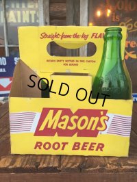 Vintage Soda 6 Pac bottles Cardboard carrying case Mason's ( (AL0099)