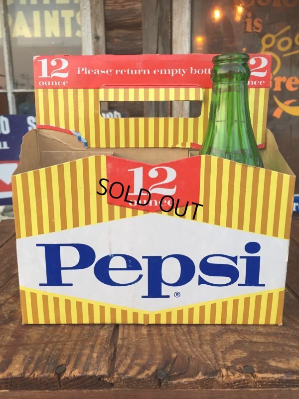 画像1: Vintage Soda 6 Pac bottles Cardboard carrying case Pepsi ( (AL0101)